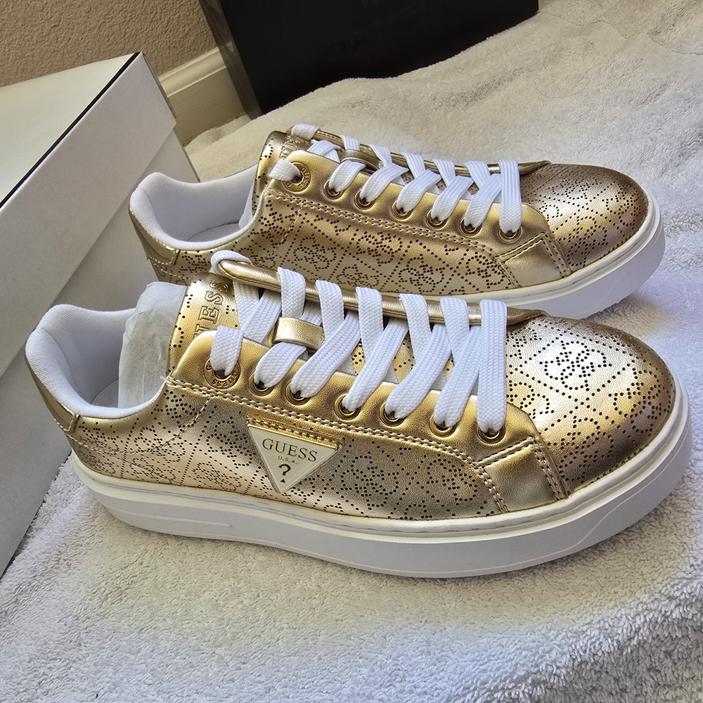 Guess Gold Glam Sneakers with Elevated Platform